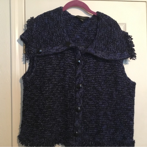 St. John Navy Blue/Black Button Down Vest - Picture 9 of 11
